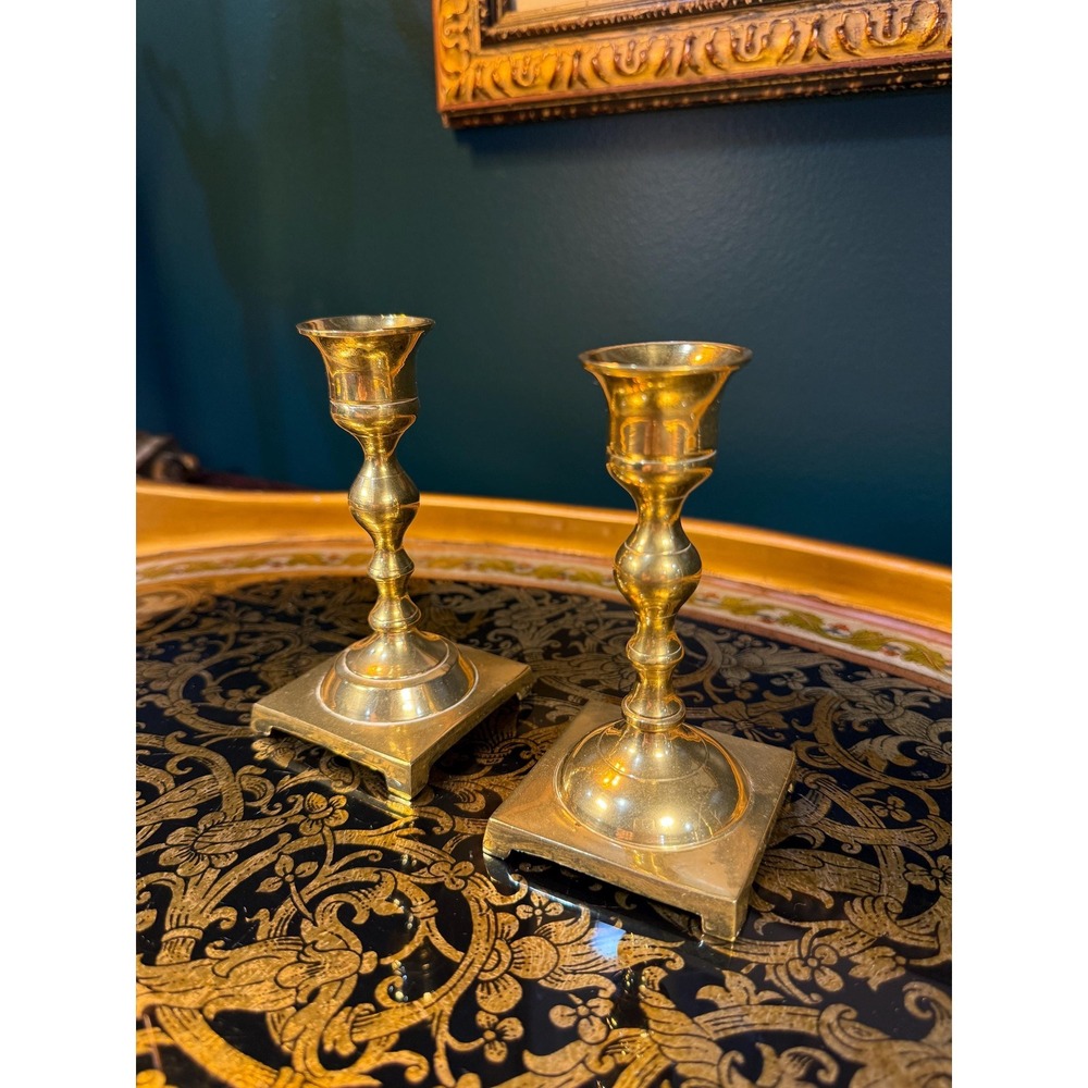 Vintage Brass Candlestick Holders - MCM Style - Set of‎ 2